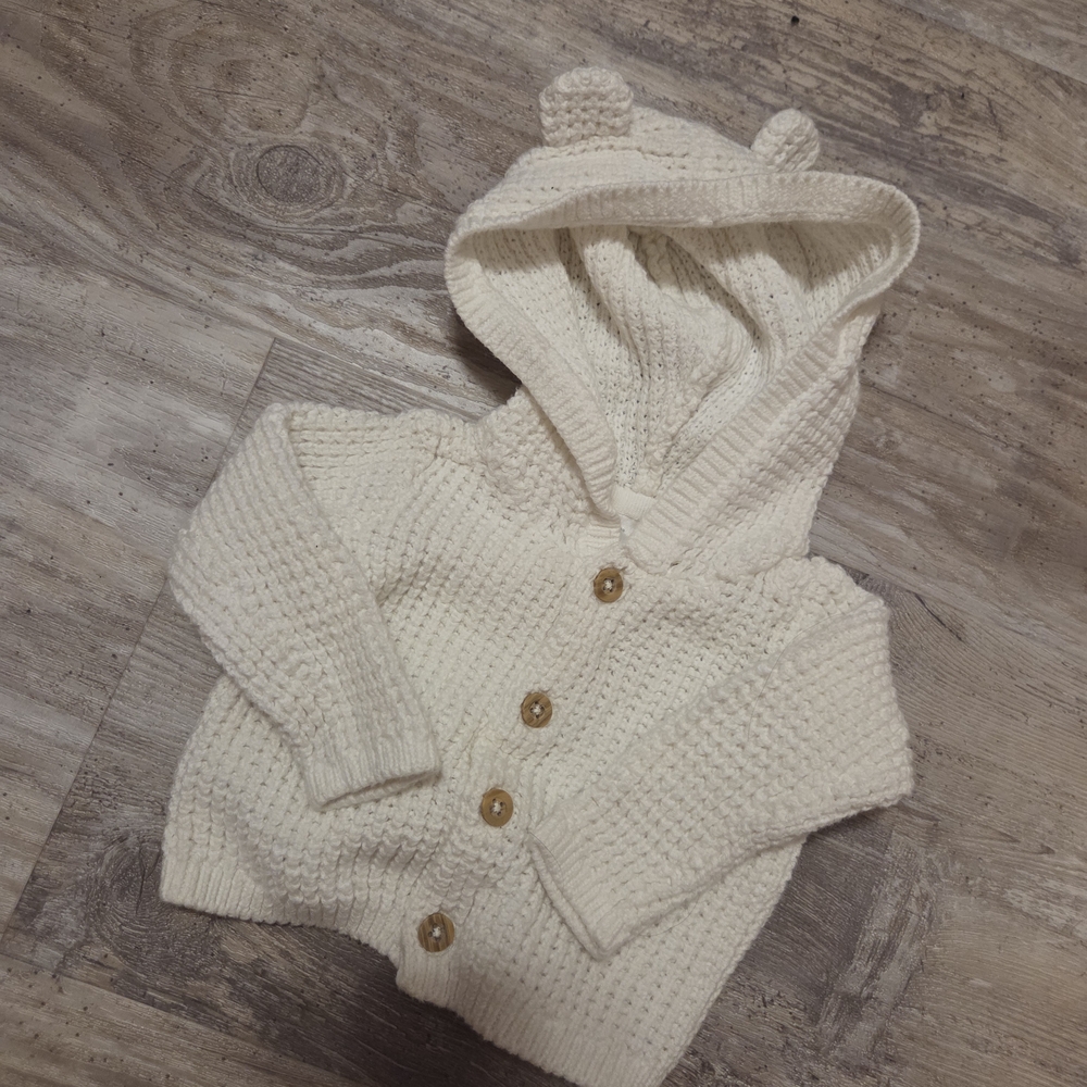 Carter's Cream Button-Up Knit Hoodie